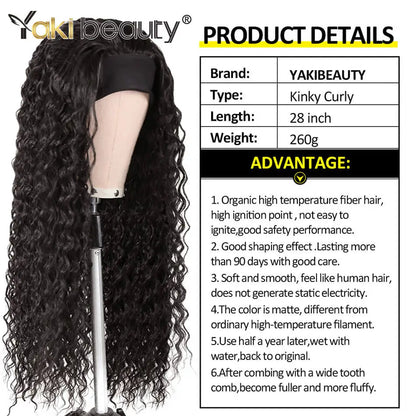 Long Kinky Curly Headband Wigs 28Inch